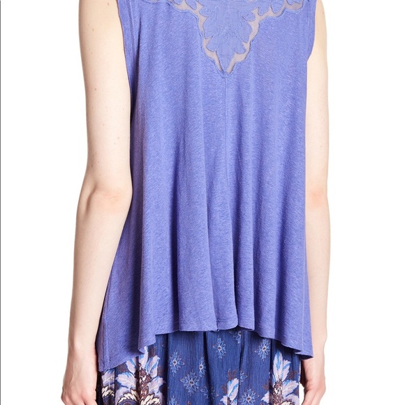 Free people meant to be lilac embroidered top S - Picture 3 of 8